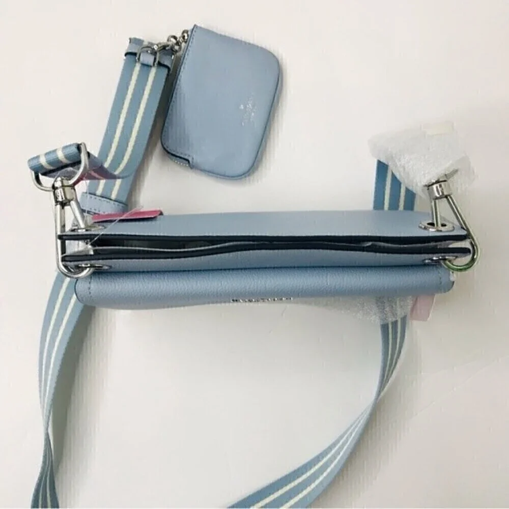 New! Kate Spade Rosie Small Flap Pebbled Leather Ocean Fog Crossbody Bag